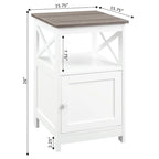 Table d'appoint avec armoire de rangement et étagère, MDF, cadre en X, 40,6 cm L x 40,6 cm P x 66 cm H, 7 couleurs