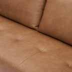 Fauteuil d'appoint en cuir véritable, noir/camel, moderne du milieu du siècle, coussin haute densité, 1 place