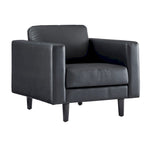 Fauteuil d'appoint en cuir véritable, noir/camel, moderne du milieu du siècle, coussin haute densité, 1 place