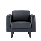 Fauteuil d'appoint en cuir véritable, noir/camel, moderne du milieu du siècle, coussin haute densité, 1 place