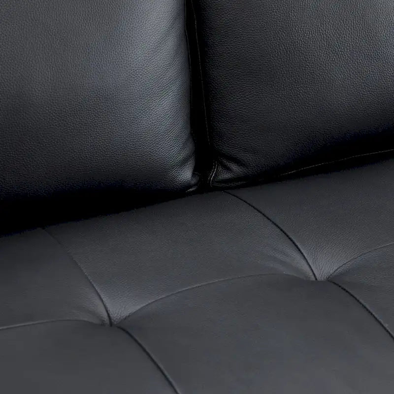 Fauteuil d'appoint en cuir véritable, noir/camel, moderne du milieu du siècle, coussin haute densité, 1 place