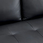 Fauteuil d'appoint en cuir véritable, noir/camel, moderne du milieu du siècle, coussin haute densité, 1 place