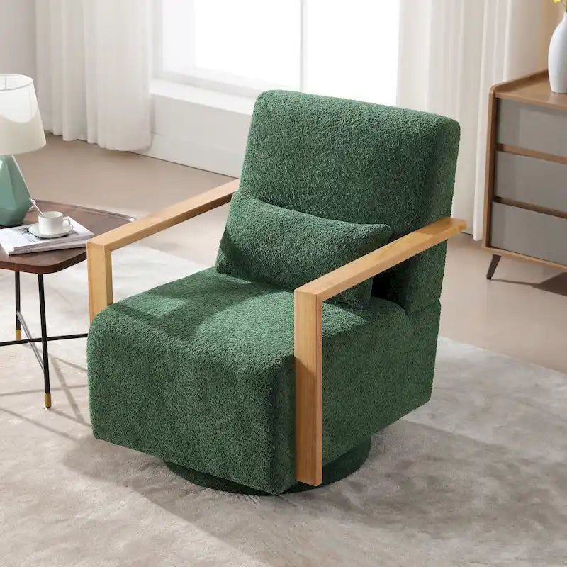Fauteuil pivotant Boucle avec oreiller, style Mid-Century, pivotant à 360°, coussin en mousse et ressorts, 1 place, 10 coloris