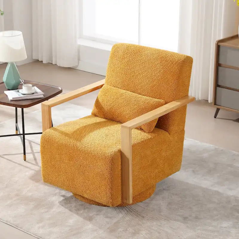 Fauteuil pivotant Boucle avec oreiller, style Mid-Century, pivotant à 360°, coussin en mousse et ressorts, 1 place, 10 coloris