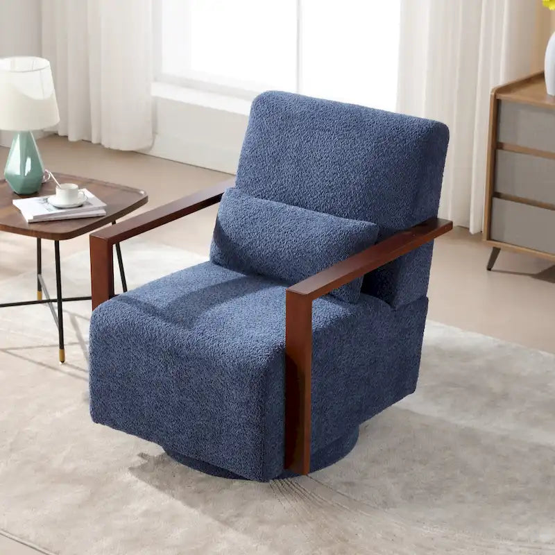 Fauteuil pivotant Boucle avec oreiller, style Mid-Century, pivotant à 360°, coussin en mousse et ressorts, 1 place, 10 coloris