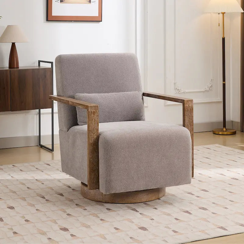 Fauteuil pivotant Boucle avec oreiller, style Mid-Century, pivotant à 360°, coussin en mousse et ressorts, 1 place, 10 coloris