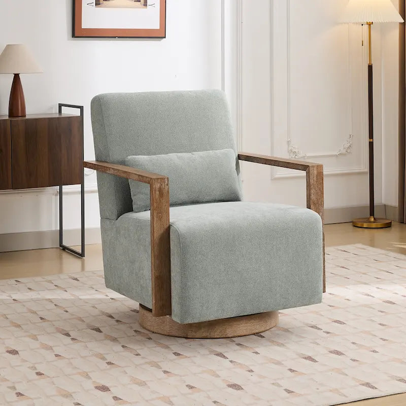 Fauteuil pivotant Boucle avec oreiller, style Mid-Century, pivotant à 360°, coussin en mousse et ressorts, 1 place, 10 coloris