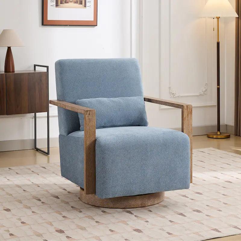 Fauteuil pivotant Boucle avec oreiller, style Mid-Century, pivotant à 360°, coussin en mousse et ressorts, 1 place, 10 coloris