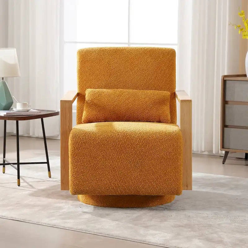 Fauteuil pivotant Boucle avec oreiller, style Mid-Century, pivotant à 360°, coussin en mousse et ressorts, 1 place, 10 coloris