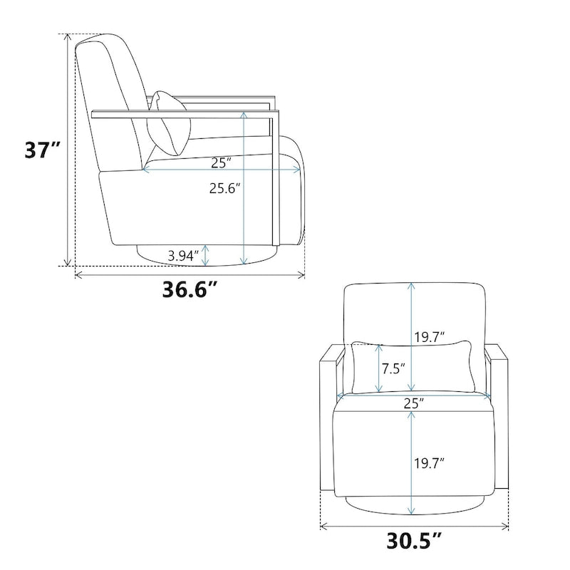 Fauteuil pivotant Boucle avec oreiller, style Mid-Century, pivotant à 360°, coussin en mousse et ressorts, 1 place, 10 coloris