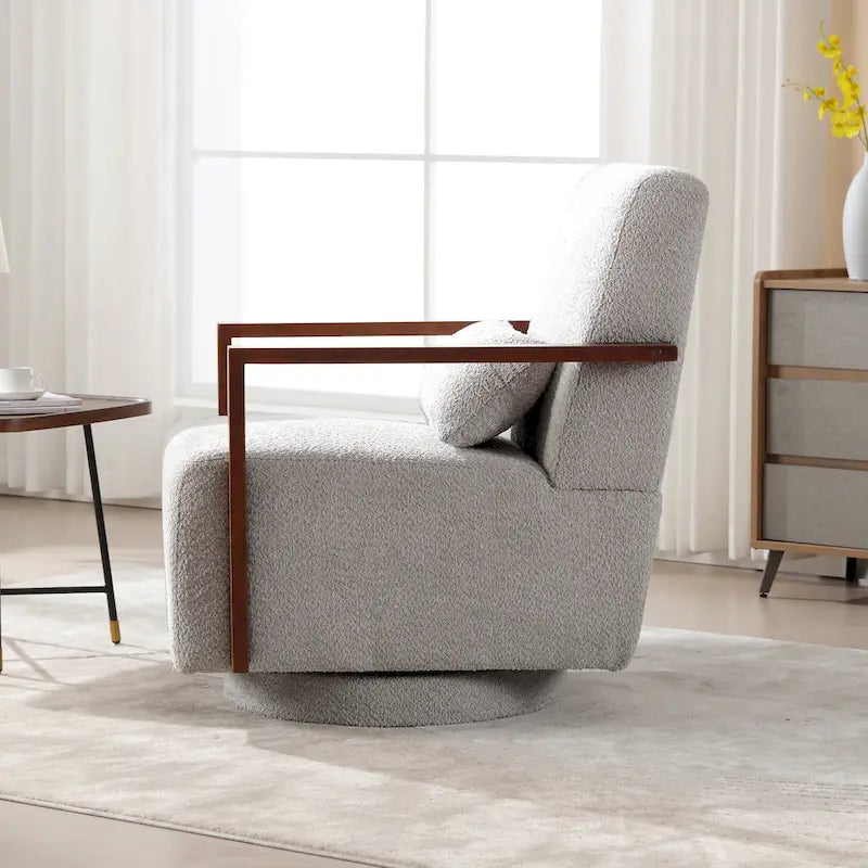 Fauteuil pivotant Boucle avec oreiller, style Mid-Century, pivotant à 360°, coussin en mousse et ressorts, 1 place, 10 coloris