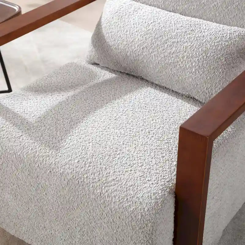 Fauteuil pivotant Boucle avec oreiller, style Mid-Century, pivotant à 360°, coussin en mousse et ressorts, 1 place, 10 coloris