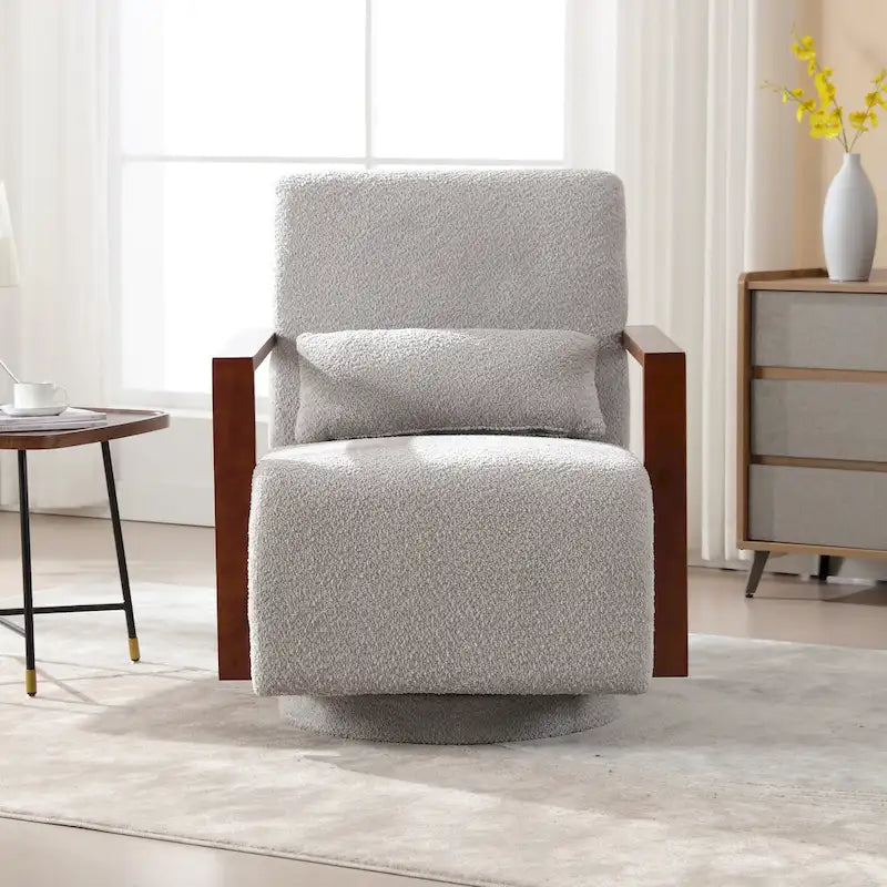Fauteuil pivotant Boucle avec oreiller, style Mid-Century, pivotant à 360°, coussin en mousse et ressorts, 1 place, 10 coloris
