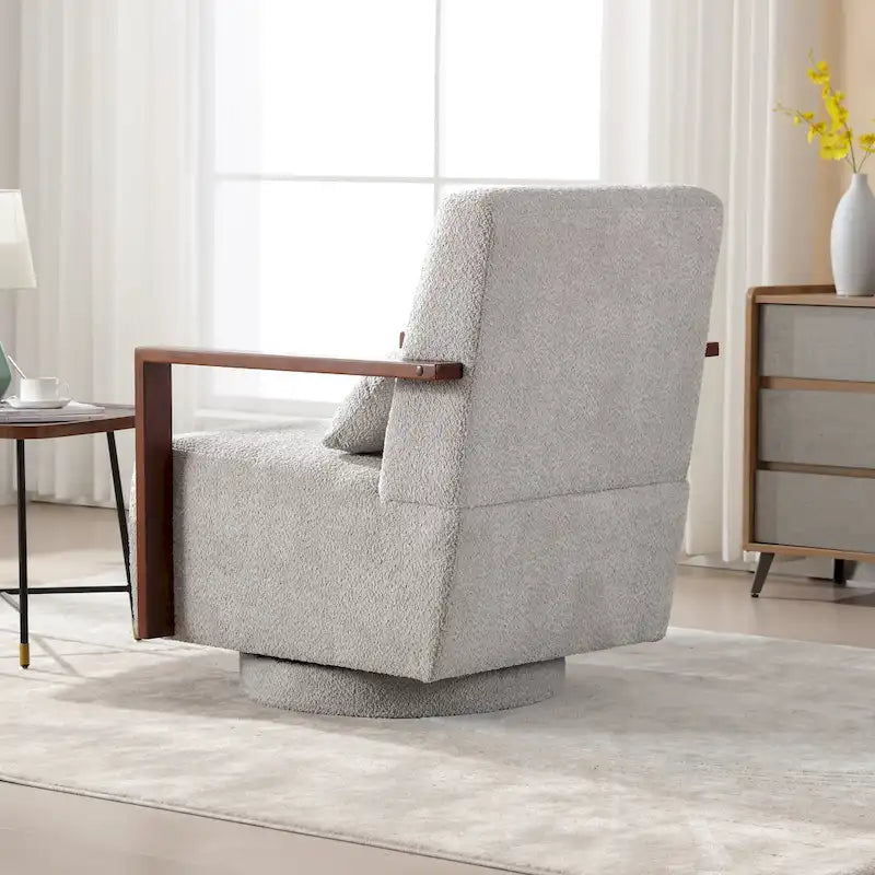 Fauteuil pivotant Boucle avec oreiller, style Mid-Century, pivotant à 360°, coussin en mousse et ressorts, 1 place, 10 coloris