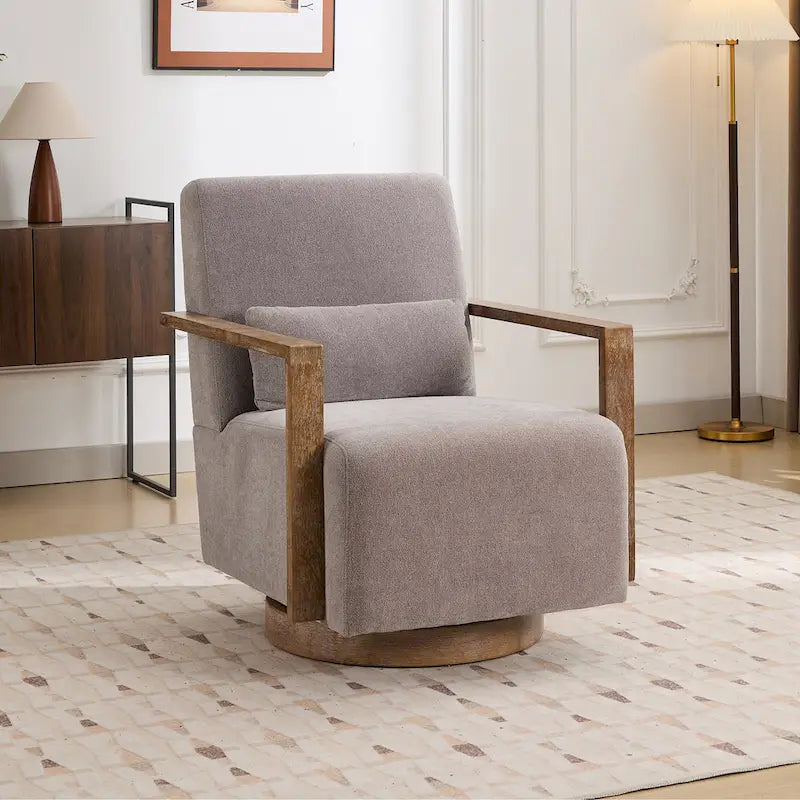 Fauteuil pivotant Boucle avec oreiller, style Mid-Century, pivotant à 360°, coussin en mousse et ressorts, 1 place, 10 coloris