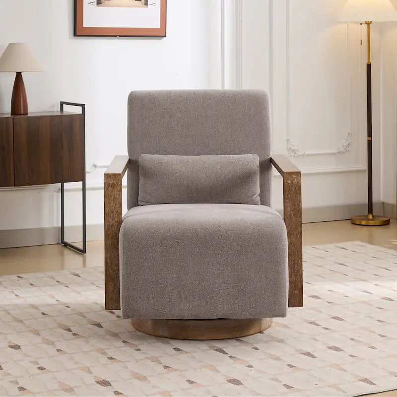 Fauteuil pivotant Boucle avec oreiller, style Mid-Century, pivotant à 360°, coussin en mousse et ressorts, 1 place, 10 coloris