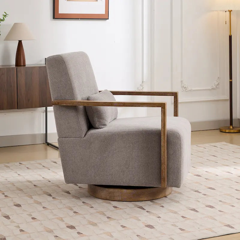 Fauteuil pivotant Boucle avec oreiller, style Mid-Century, pivotant à 360°, coussin en mousse et ressorts, 1 place, 10 coloris