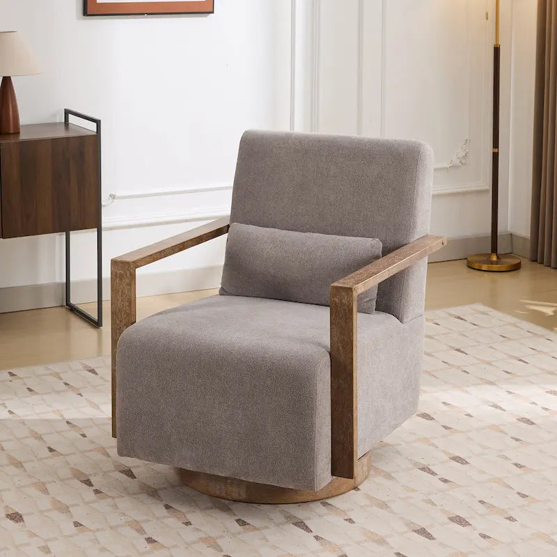 Fauteuil pivotant Boucle avec oreiller, style Mid-Century, pivotant à 360°, coussin en mousse et ressorts, 1 place, 10 coloris