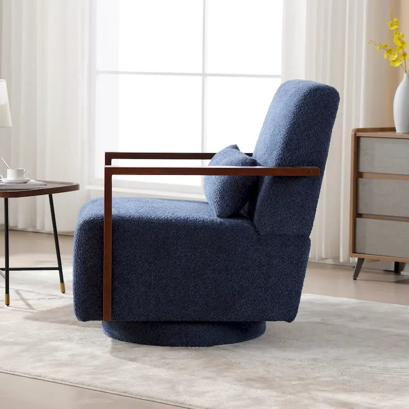 Fauteuil pivotant Boucle avec oreiller, style Mid-Century, pivotant à 360°, coussin en mousse et ressorts, 1 place, 10 coloris