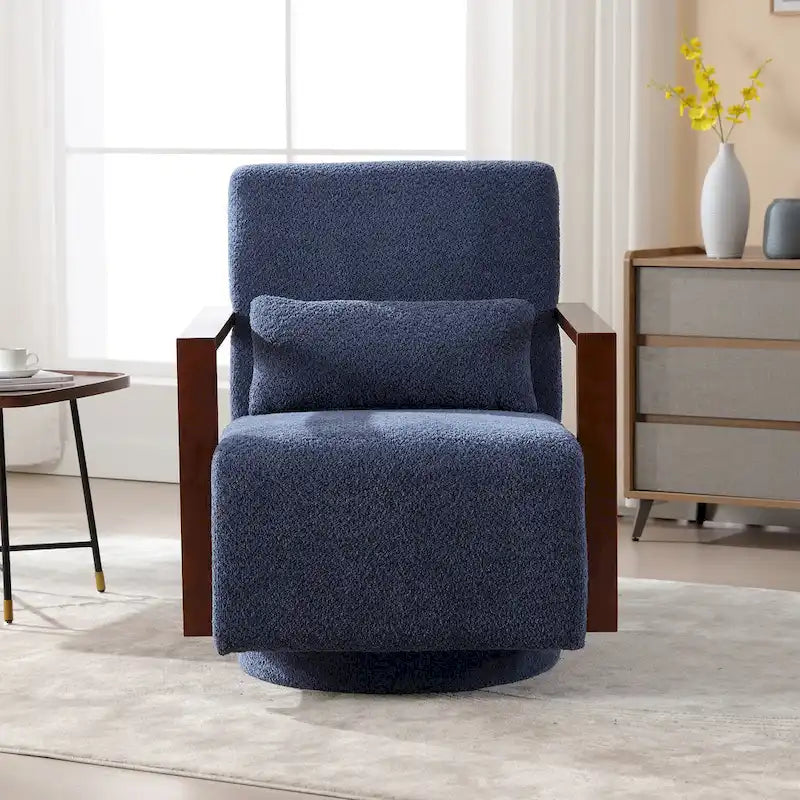 Fauteuil pivotant Boucle avec oreiller, style Mid-Century, pivotant à 360°, coussin en mousse et ressorts, 1 place, 10 coloris