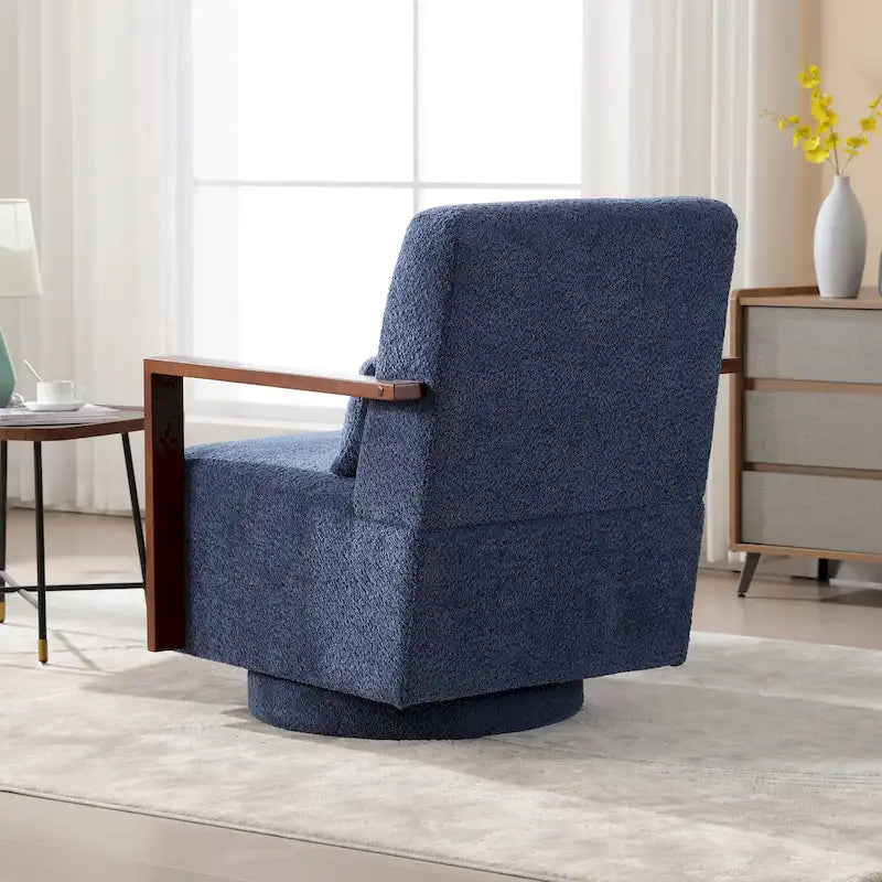 Fauteuil pivotant Boucle avec oreiller, style Mid-Century, pivotant à 360°, coussin en mousse et ressorts, 1 place, 10 coloris