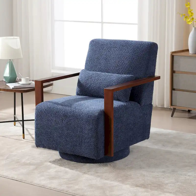 Fauteuil pivotant Boucle avec oreiller, style Mid-Century, pivotant à 360°, coussin en mousse et ressorts, 1 place, 10 coloris