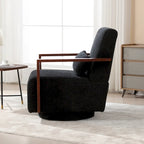 Fauteuil pivotant Boucle avec oreiller, style Mid-Century, pivotant à 360°, coussin en mousse et ressorts, 1 place, 10 coloris
