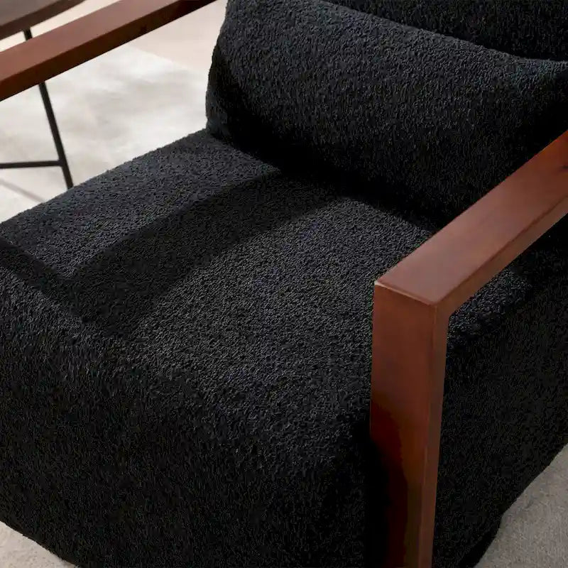 Fauteuil pivotant Boucle avec oreiller, style Mid-Century, pivotant à 360°, coussin en mousse et ressorts, 1 place, 10 coloris