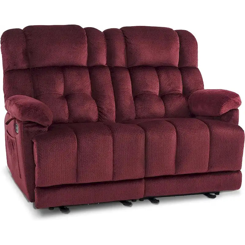 Causeuse inclinable électrique, rouge/gris/beige/bleu/marron, chauffante et massante, 2 places