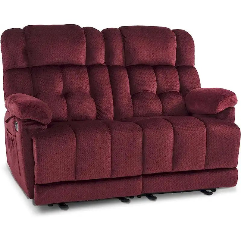 Causeuse inclinable électrique, rouge/gris/beige/bleu/marron, chauffante et massante, 2 places