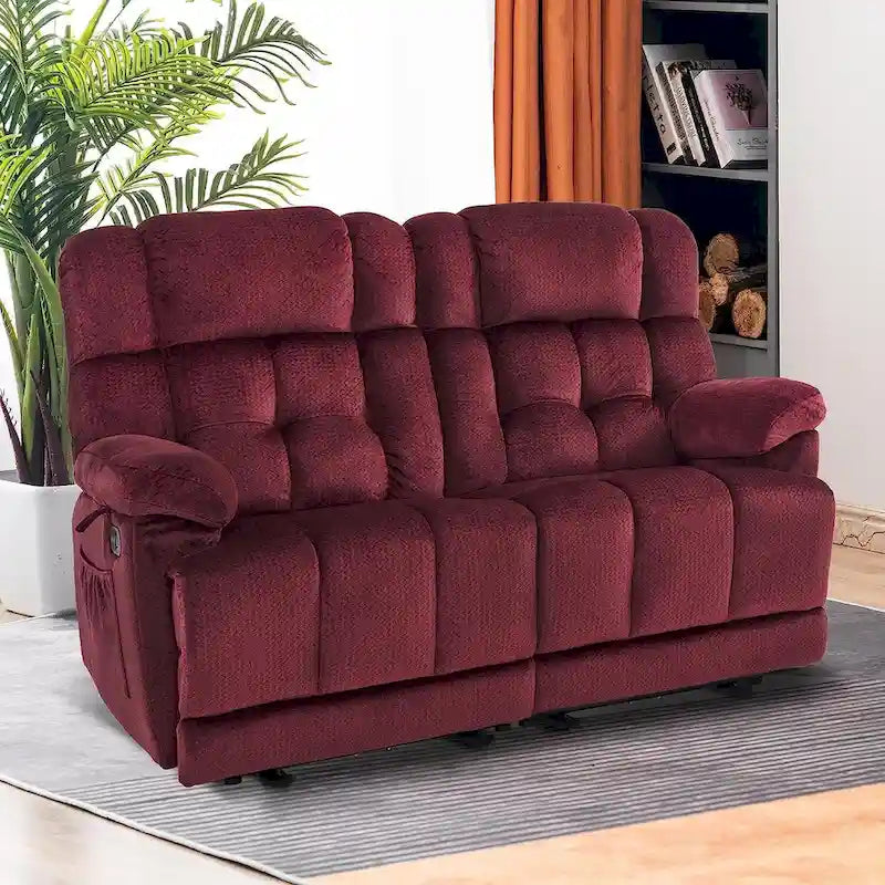 Causeuse inclinable électrique, rouge/gris/beige/bleu/marron, chauffante et massante, 2 places