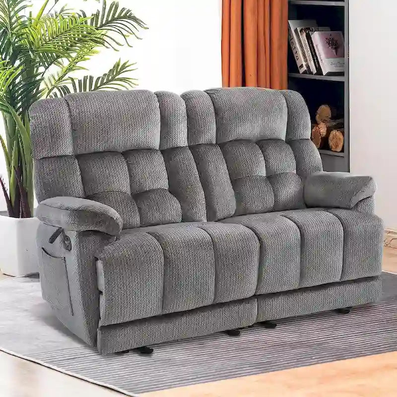 Causeuse inclinable électrique, rouge/gris/beige/bleu/marron, chauffante et massante, 2 places