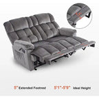 Causeuse inclinable électrique, rouge/gris/beige/bleu/marron, chauffante et massante, 2 places