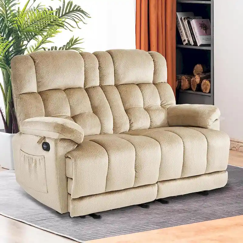 Causeuse inclinable électrique, rouge/gris/beige/bleu/marron, chauffante et massante, 2 places