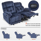 Causeuse inclinable électrique, rouge/gris/beige/bleu/marron, chauffante et massante, 2 places