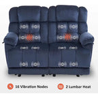 Causeuse inclinable électrique, rouge/gris/beige/bleu/marron, chauffante et massante, 2 places