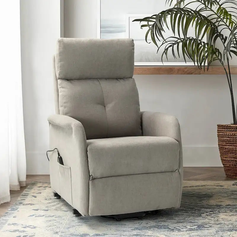Fauteuil inclinable motorisé, Polyester touffeté, Structure en bois et métal, 3 positions, 113 kg, 1 place, Gris/Ivoire/Marine/Anthracite/Blanc/Bleu