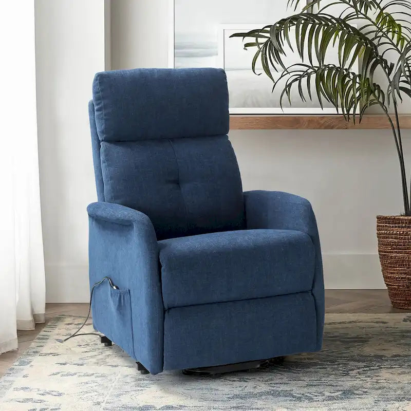 Fauteuil inclinable motorisé, Polyester touffeté, Structure en bois et métal, 3 positions, 113 kg, 1 place, Gris/Ivoire/Marine/Anthracite/Blanc/Bleu