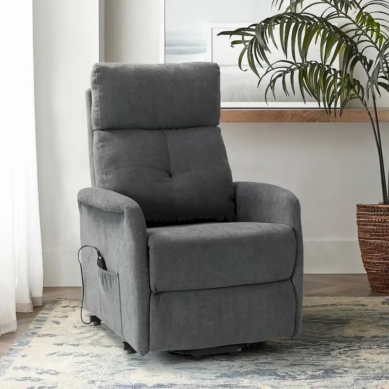 Fauteuil inclinable motorisé, Polyester touffeté, Structure en bois et métal, 3 positions, 113 kg, 1 place, Gris/Ivoire/Marine/Anthracite/Blanc/Bleu