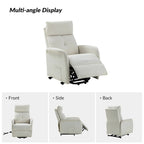 Fauteuil inclinable motorisé, Polyester touffeté, Structure en bois et métal, 3 positions, 113 kg, 1 place, Gris/Ivoire/Marine/Anthracite/Blanc/Bleu
