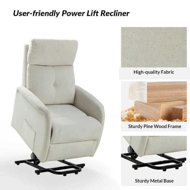 Fauteuil inclinable motorisé, Polyester touffeté, Structure en bois et métal, 3 positions, 113 kg, 1 place, Gris/Ivoire/Marine/Anthracite/Blanc/Bleu