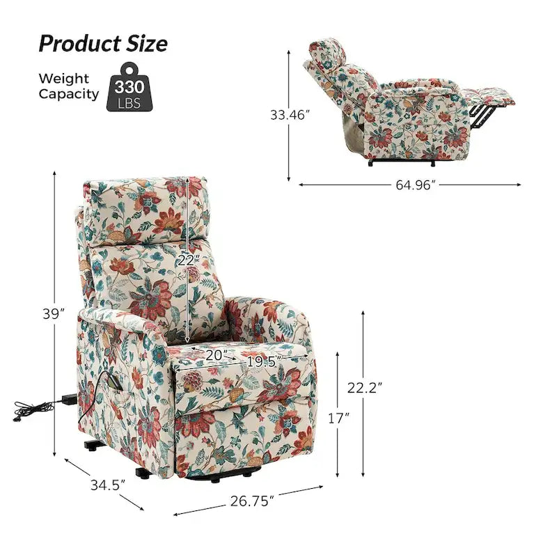Fauteuil inclinable motorisé, Polyester touffeté, Structure en bois et métal, 3 positions, 113 kg, 1 place, Gris/Ivoire/Marine/Anthracite/Blanc/Bleu