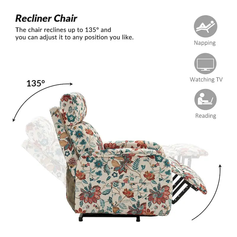 Fauteuil inclinable motorisé, Polyester touffeté, Structure en bois et métal, 3 positions, 113 kg, 1 place, Gris/Ivoire/Marine/Anthracite/Blanc/Bleu