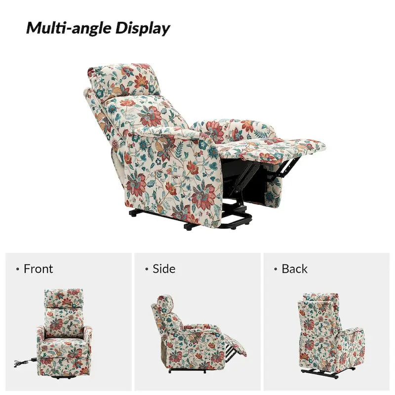Fauteuil inclinable motorisé, Polyester touffeté, Structure en bois et métal, 3 positions, 113 kg, 1 place, Gris/Ivoire/Marine/Anthracite/Blanc/Bleu