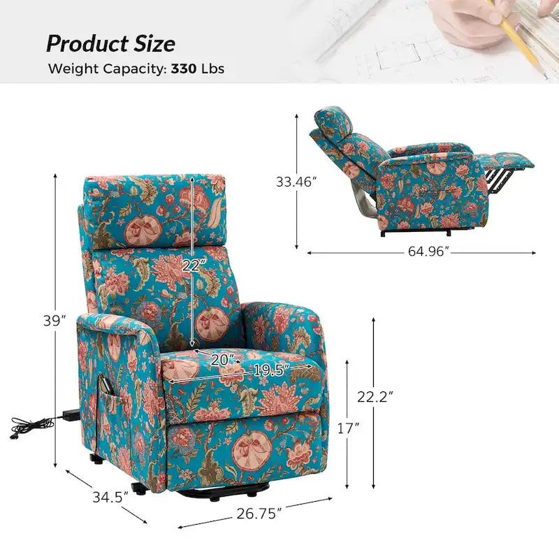 Fauteuil inclinable motorisé, Polyester touffeté, Structure en bois et métal, 3 positions, 113 kg, 1 place, Gris/Ivoire/Marine/Anthracite/Blanc/Bleu