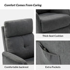 Fauteuil inclinable motorisé, Polyester touffeté, Structure en bois et métal, 3 positions, 113 kg, 1 place, Gris/Ivoire/Marine/Anthracite/Blanc/Bleu