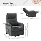 Fauteuil inclinable motorisé, Polyester touffeté, Structure en bois et métal, 3 positions, 113 kg, 1 place, Gris/Ivoire/Marine/Anthracite/Blanc/Bleu