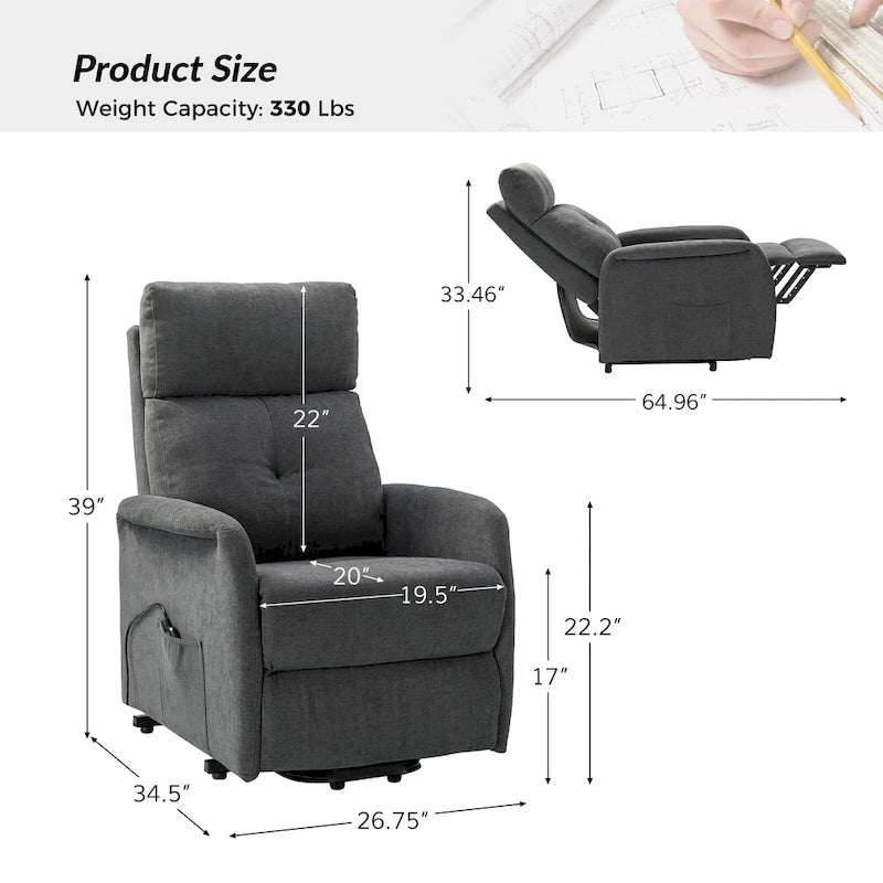 Fauteuil inclinable motorisé, Polyester touffeté, Structure en bois et métal, 3 positions, 113 kg, 1 place, Gris/Ivoire/Marine/Anthracite/Blanc/Bleu