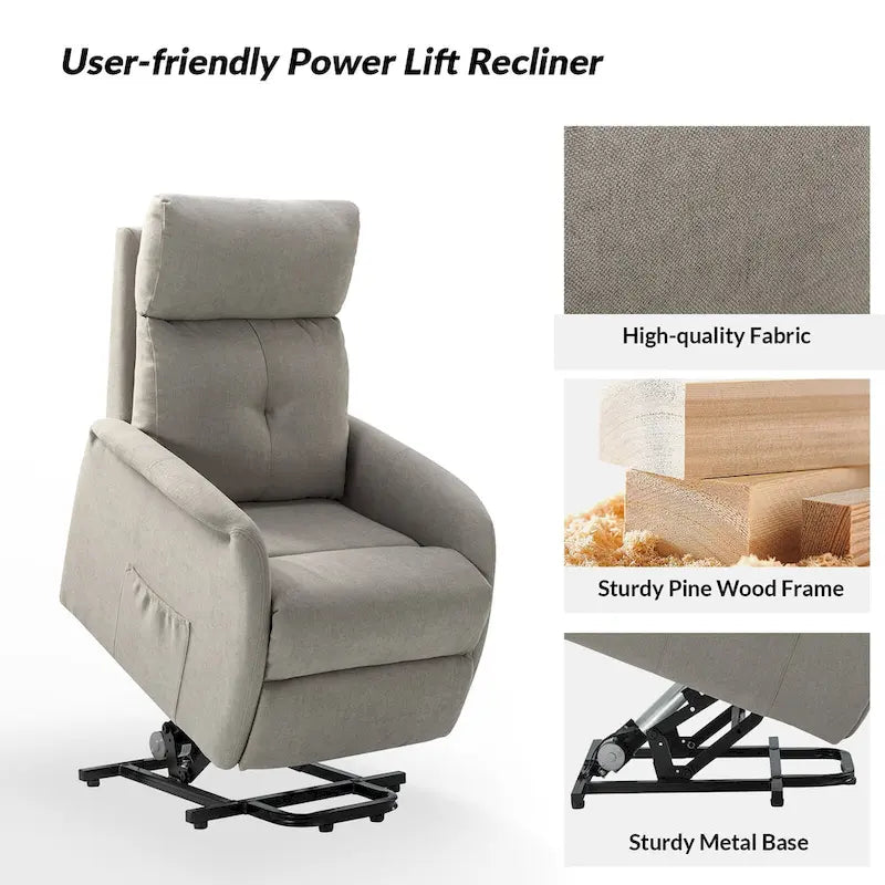 Fauteuil inclinable motorisé, Polyester touffeté, Structure en bois et métal, 3 positions, 113 kg, 1 place, Gris/Ivoire/Marine/Anthracite/Blanc/Bleu