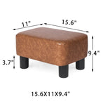 Repose-pieds rectangulaire en cuir PU, gris/gris foncé/marron, pieds en bois, 1 place